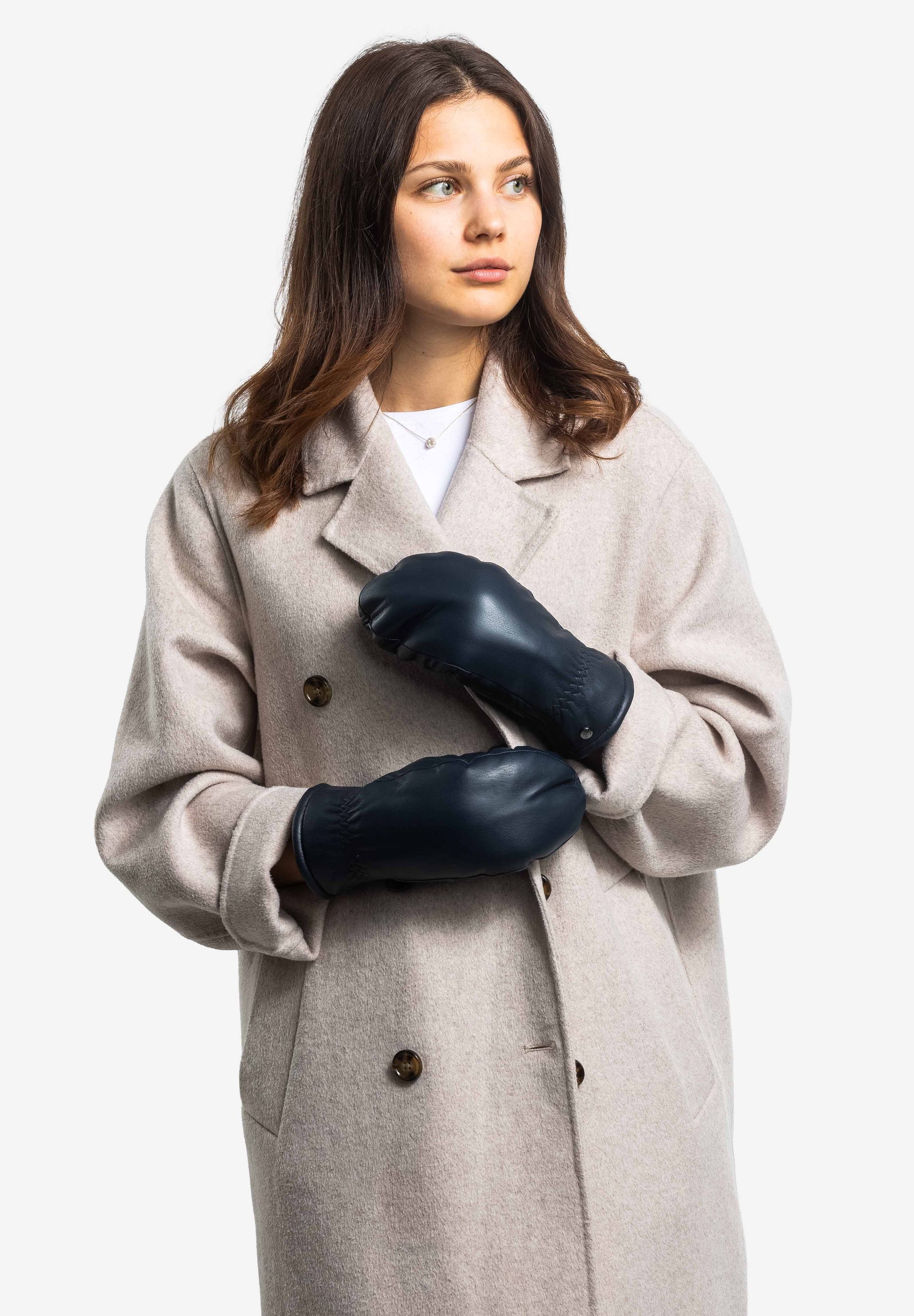 merino lammfell handschuhe HANNI - Lammleder Damenfäustling mit Merino Lammfell-Fütterung