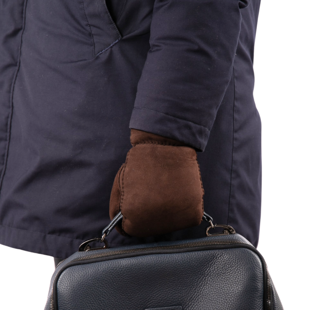ADAM - Lammvelours Herrenhandschuhe mit Merino-Lammfellfütterung