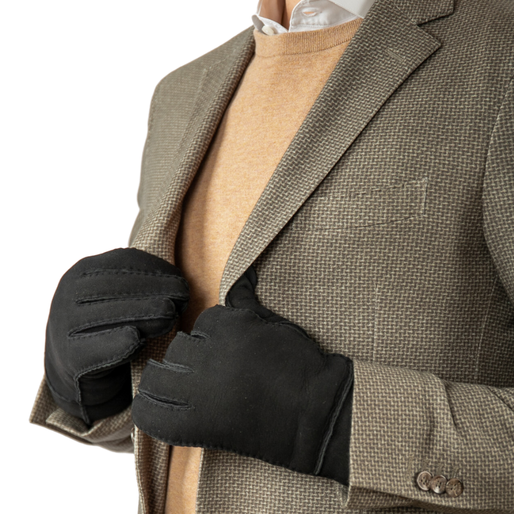 ADAM - Lammvelours Herrenhandschuhe mit Merino-Lammfellfütterung