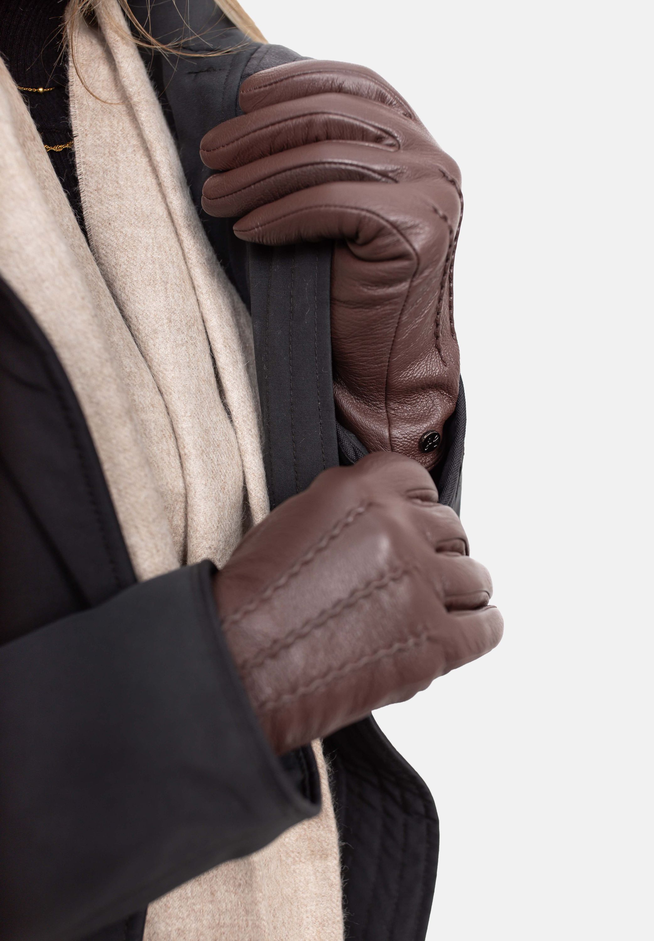 JESS – Ziegenlederhandschuhe mit Kaschmir Wolle Fütterung - Touchfunktion