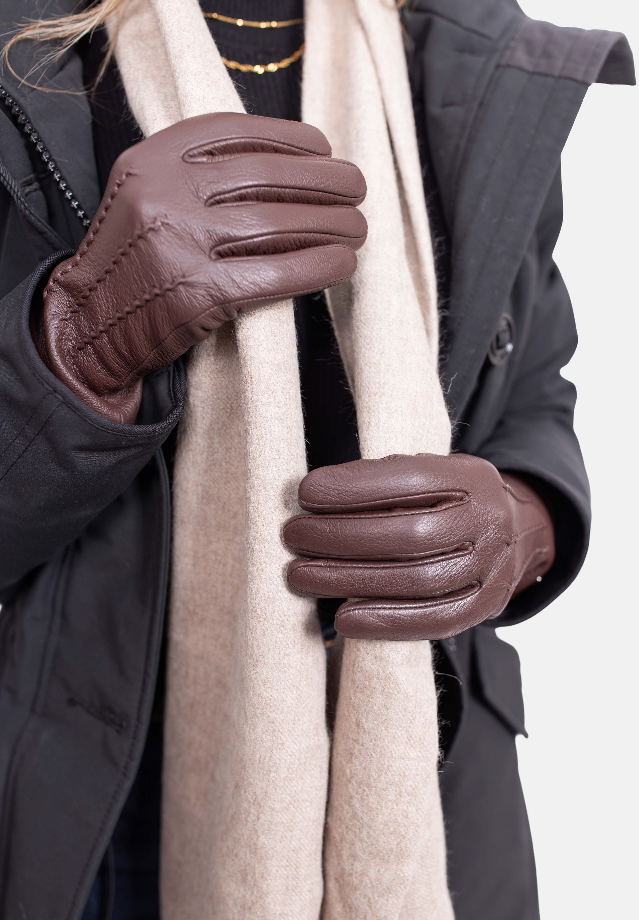 JESS – Ziegenlederhandschuhe mit Kaschmir Wolle Fütterung - Touchfunktion