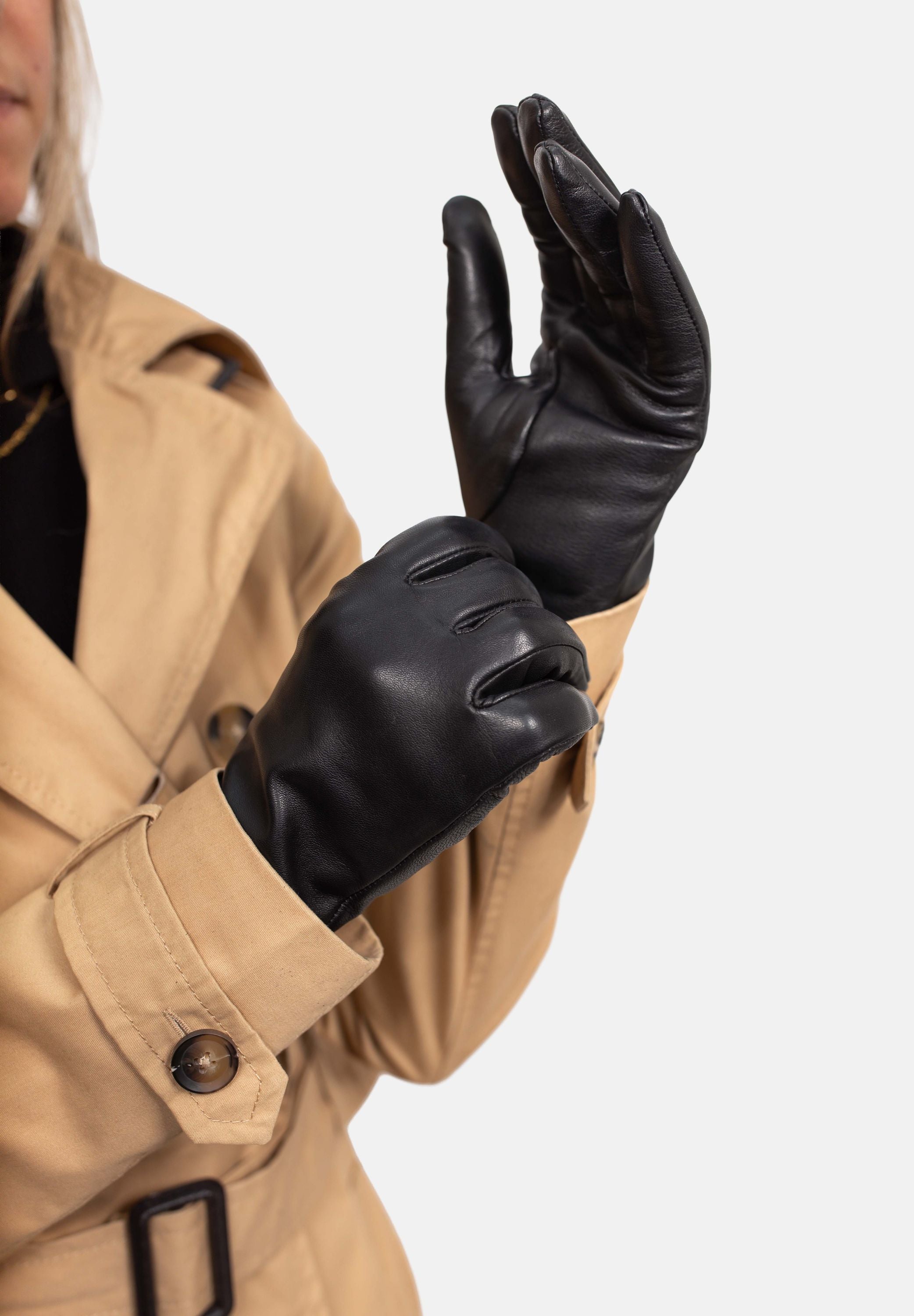 LIZ - Haarschaf Lederhandschuhe mit Kaschmir - Wolle Fütterung - Touchscreenfunktion