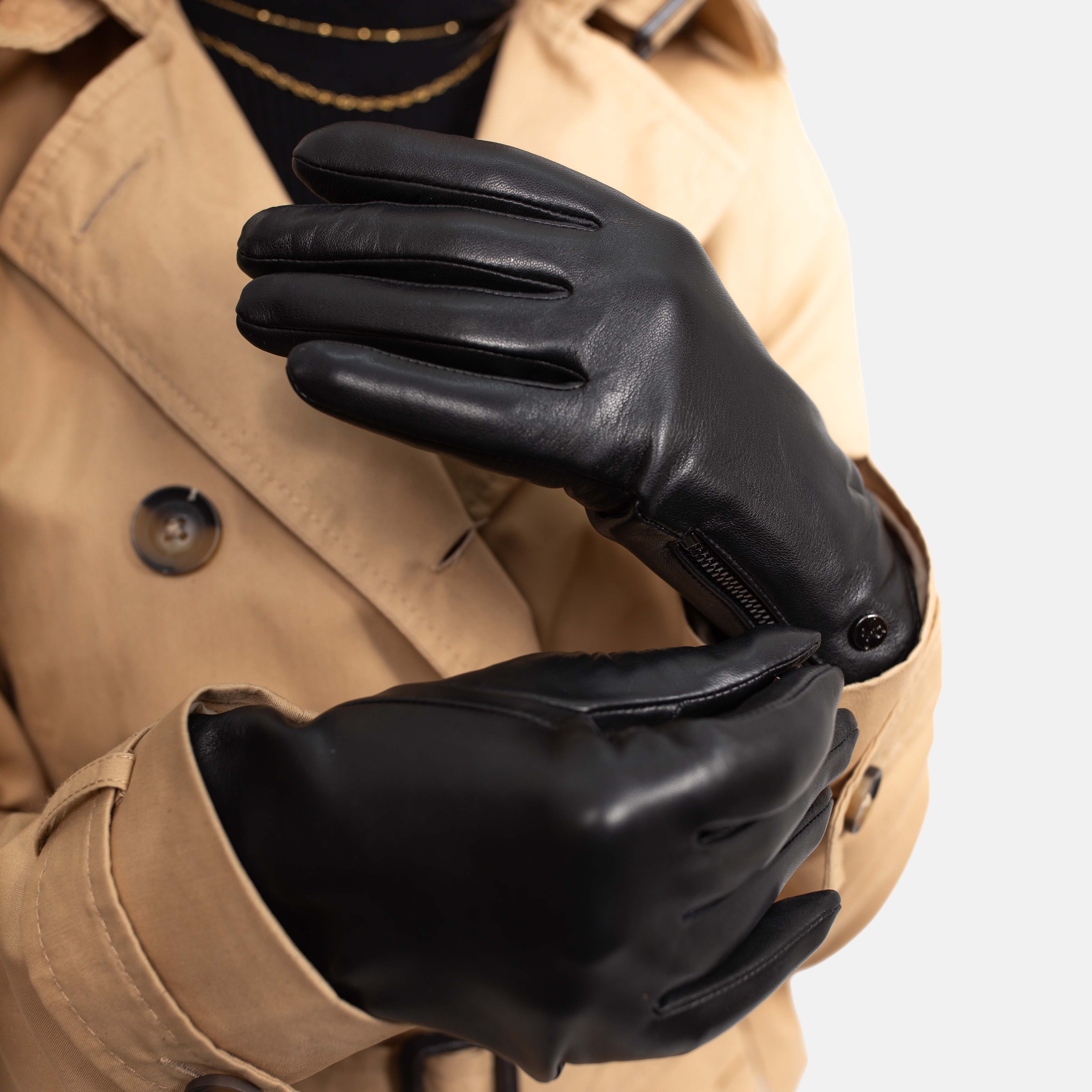 Kim - Haarschaf Lederhandschuh mit Kaschmir Wolle Fütterung und Touchscreenfunktion