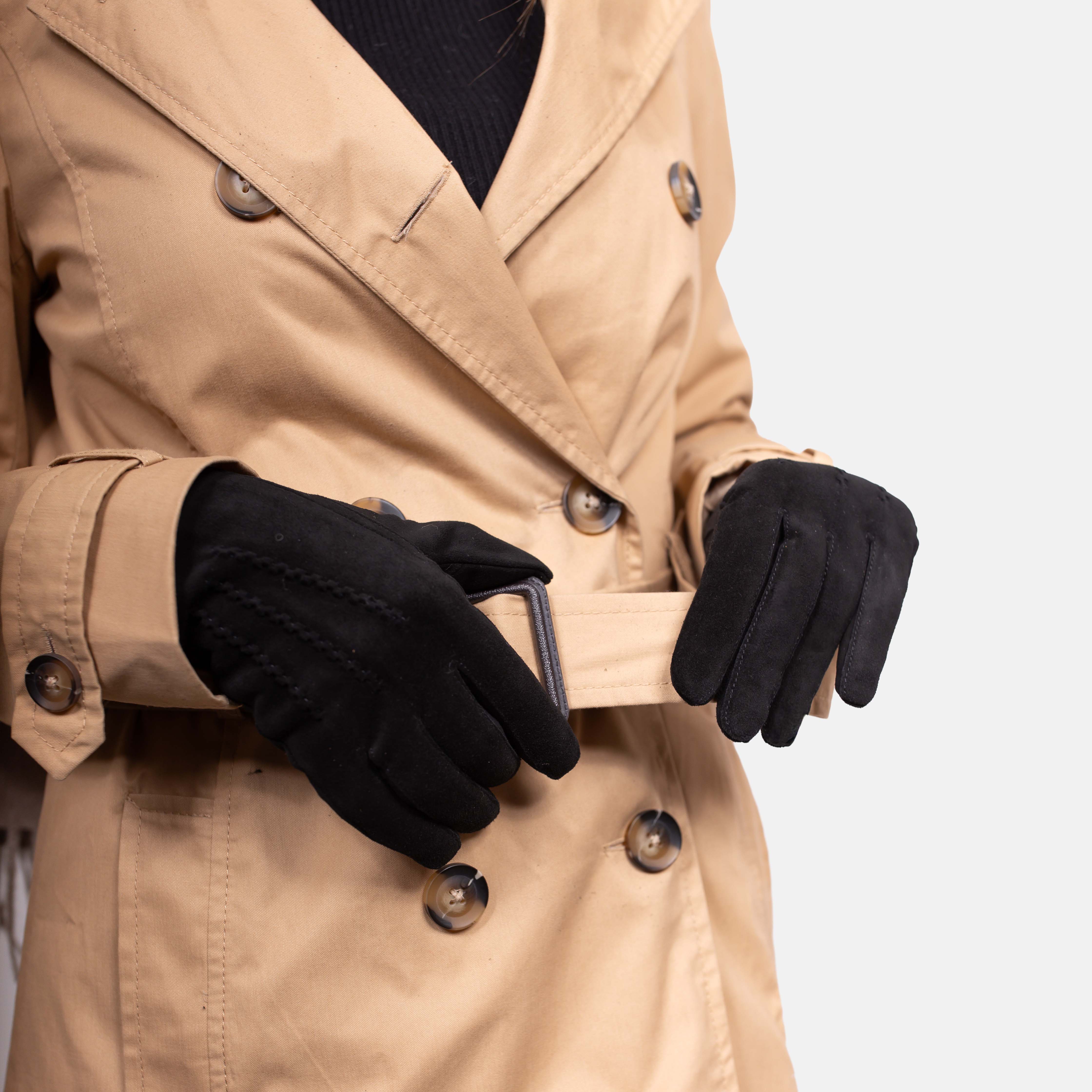 LEYLA – Velourleder Damenhandschuhe mit Kaschmir Wolle Fütterung