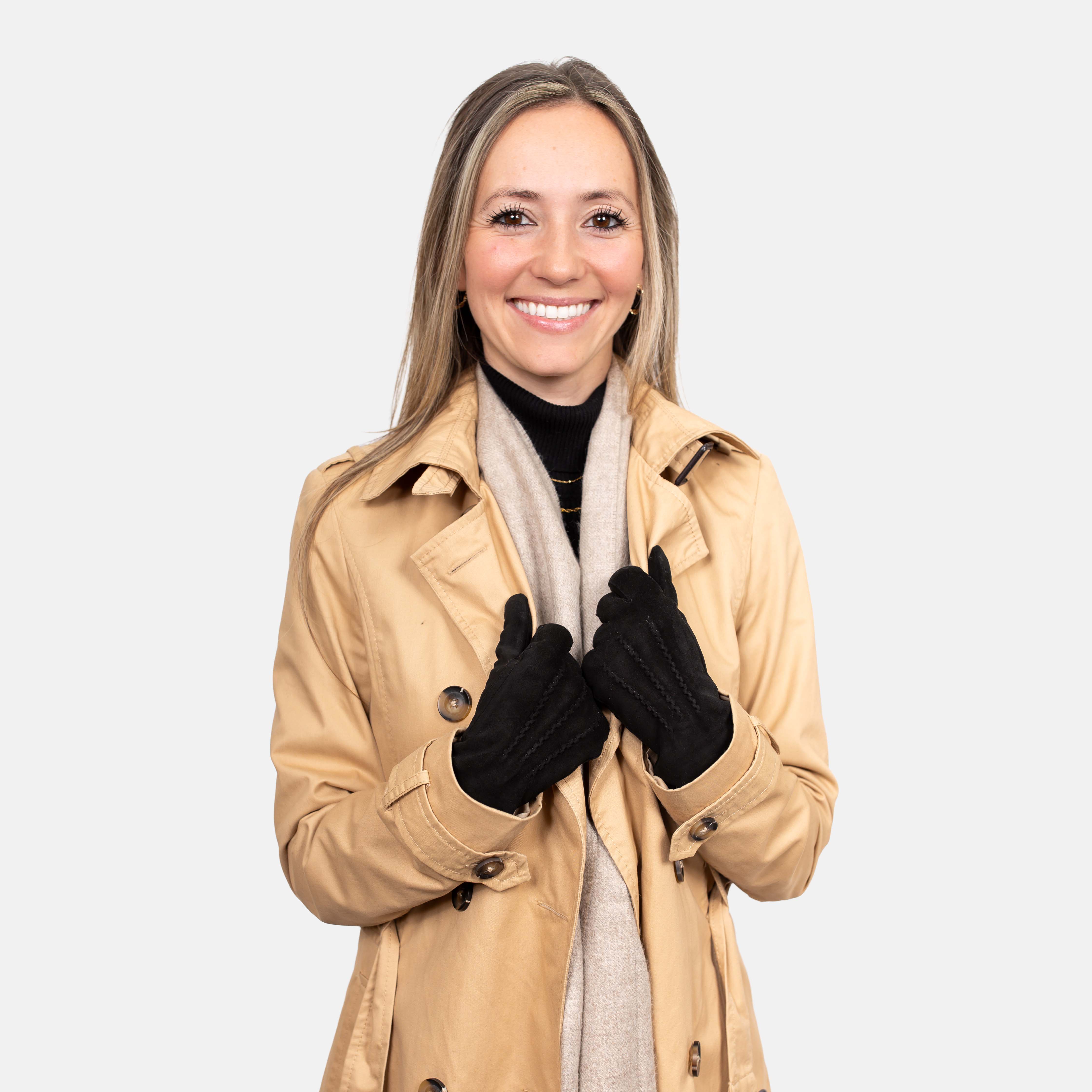 LEYLA – Velourleder Damenhandschuhe mit Kaschmir Wolle Fütterung