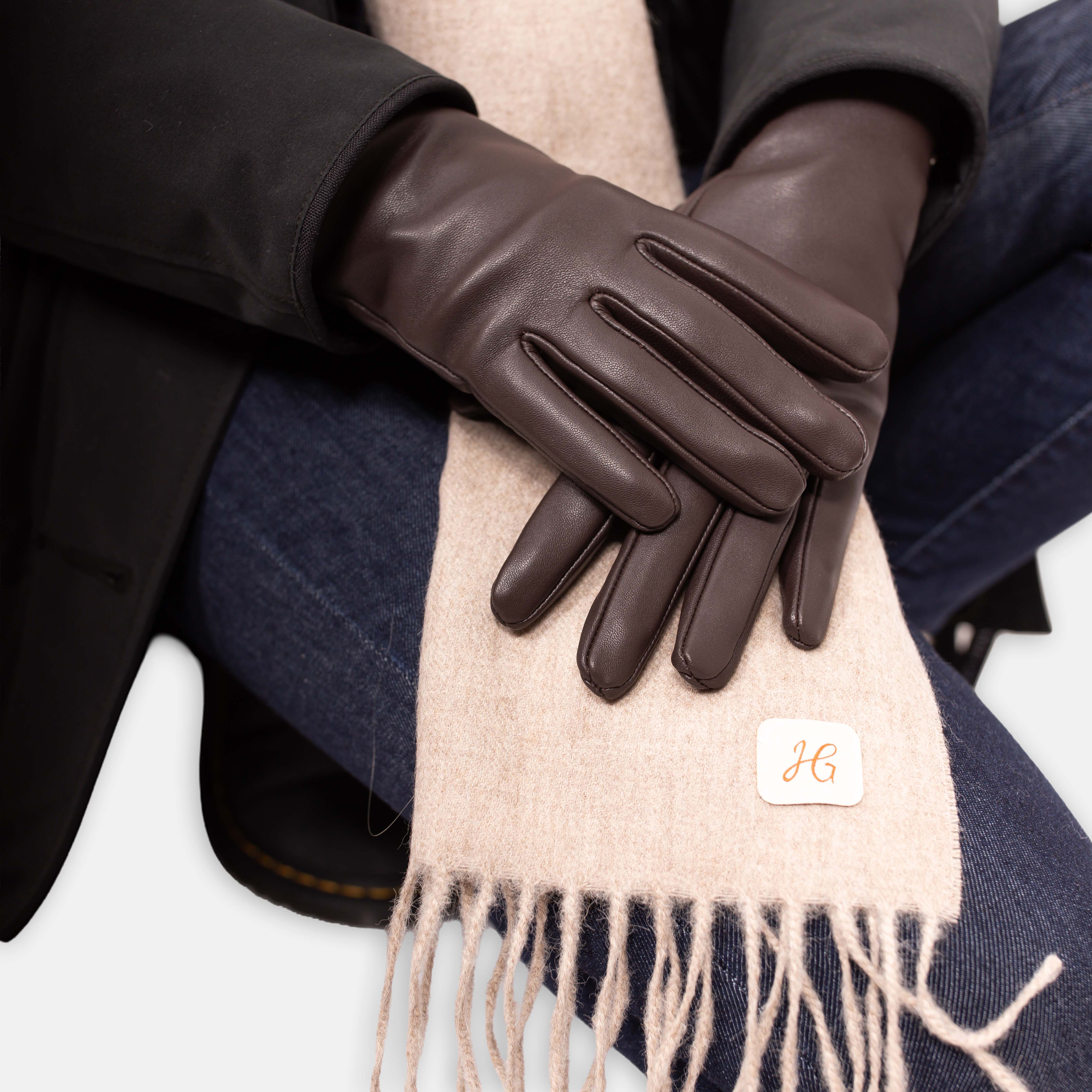 LIZ - Haarschaf Lederhandschuhe mit Kaschmir - Wolle Fütterung - Touchscreenfunktion