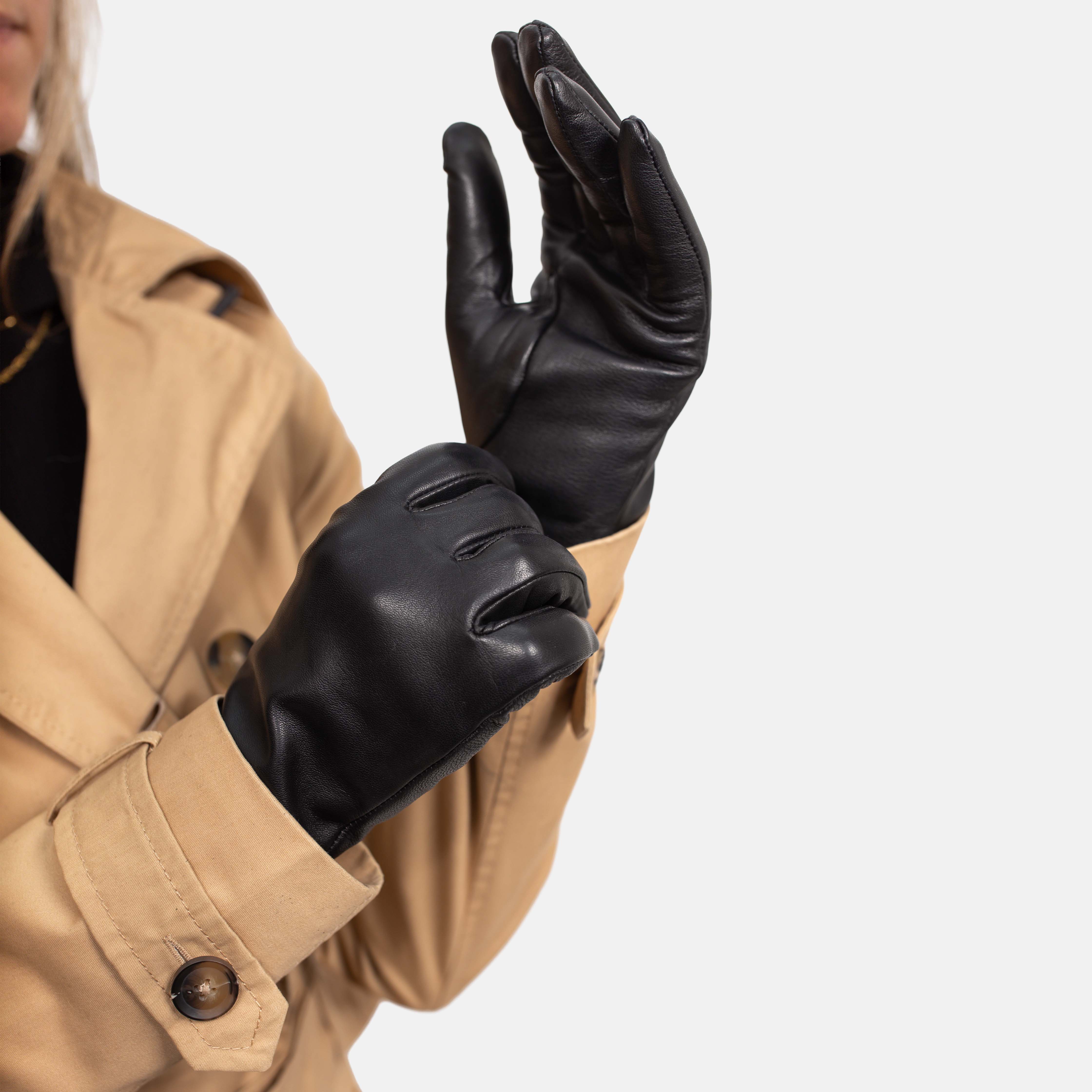 LIZ - Haarschaf Lederhandschuhe mit Kaschmir - Wolle Fütterung - Touchscreenfunktion