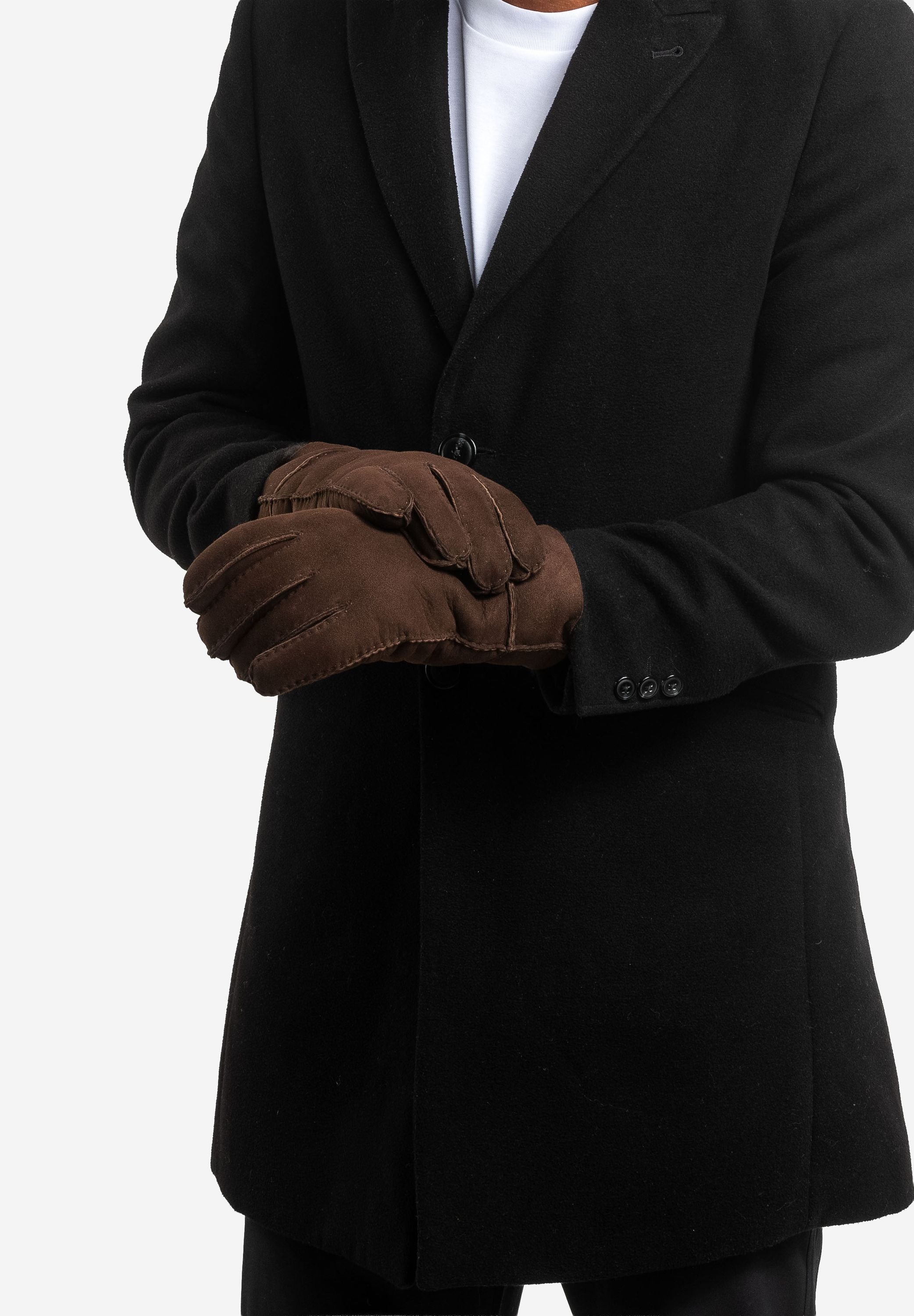 ADAM - Lammvelours Herrenhandschuhe mit Merino-Lammfellfütterung