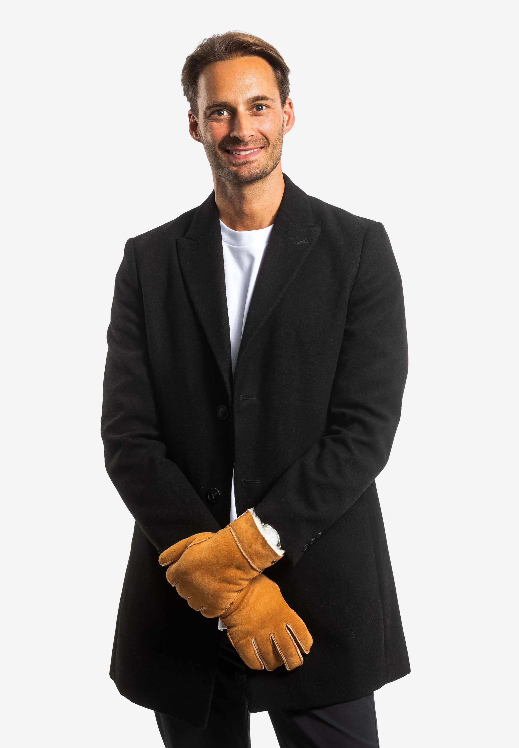 ADAM - Lammvelours Herrenhandschuhe mit Merino-Lammfellfütterung