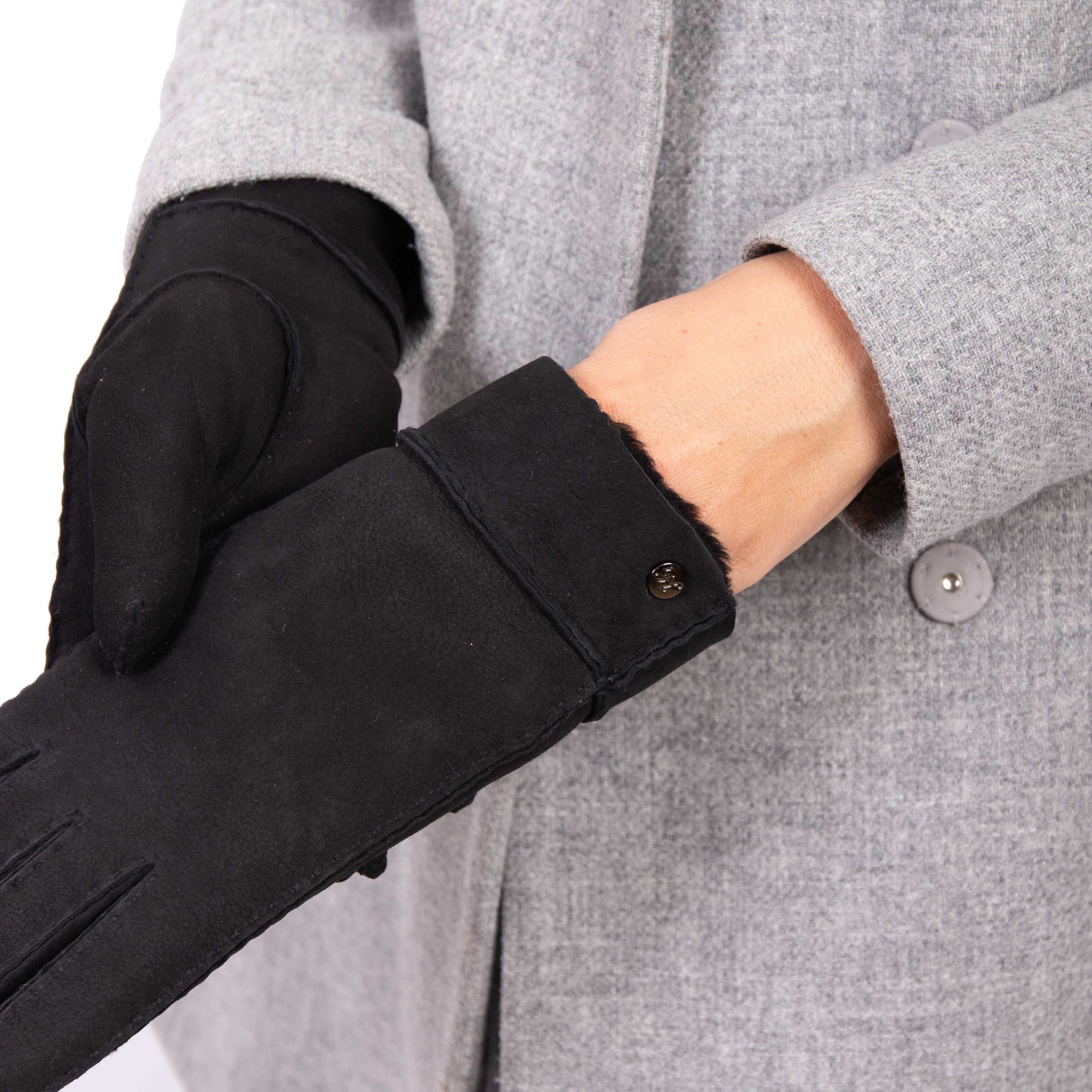 ADAM - Lammvelours Herrenhandschuhe mit Merino-Lammfellfütterung