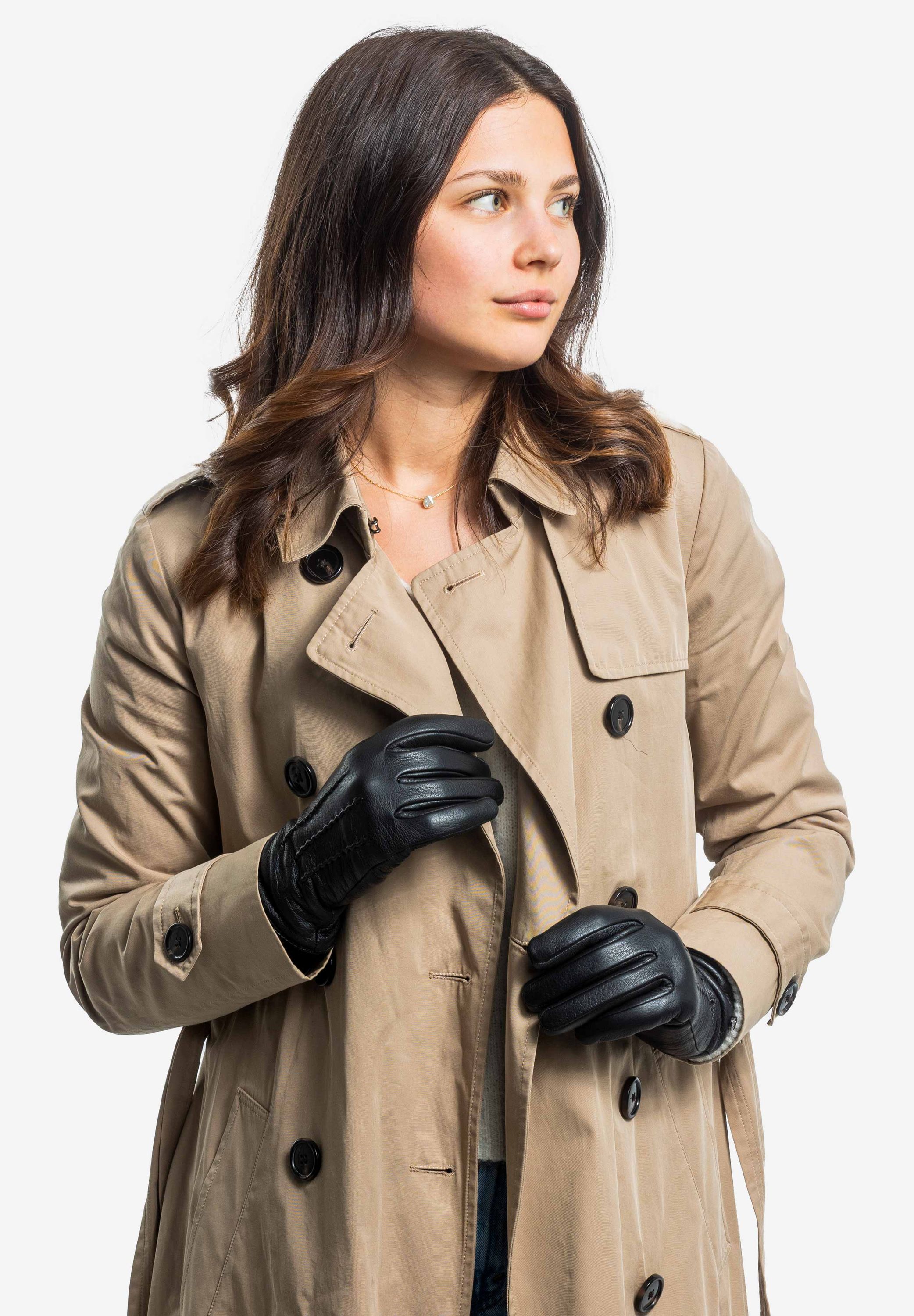 JESS – Ziegenlederhandschuhe mit Kaschmir Wolle Fütterung - Touchfunktion