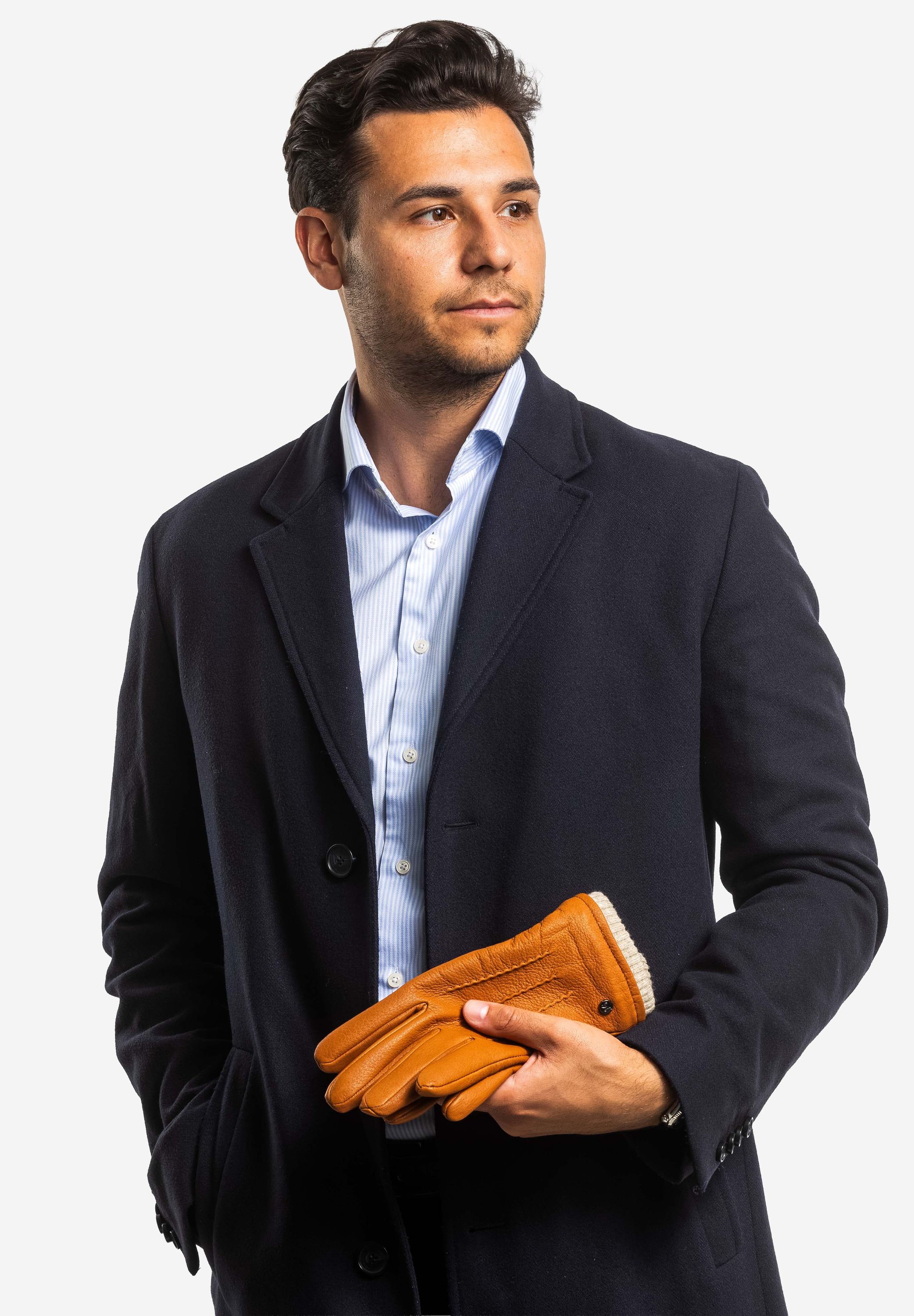 HARRY - Hirschleder Herrenhandschuhe mit Kaschmir-Fütterung