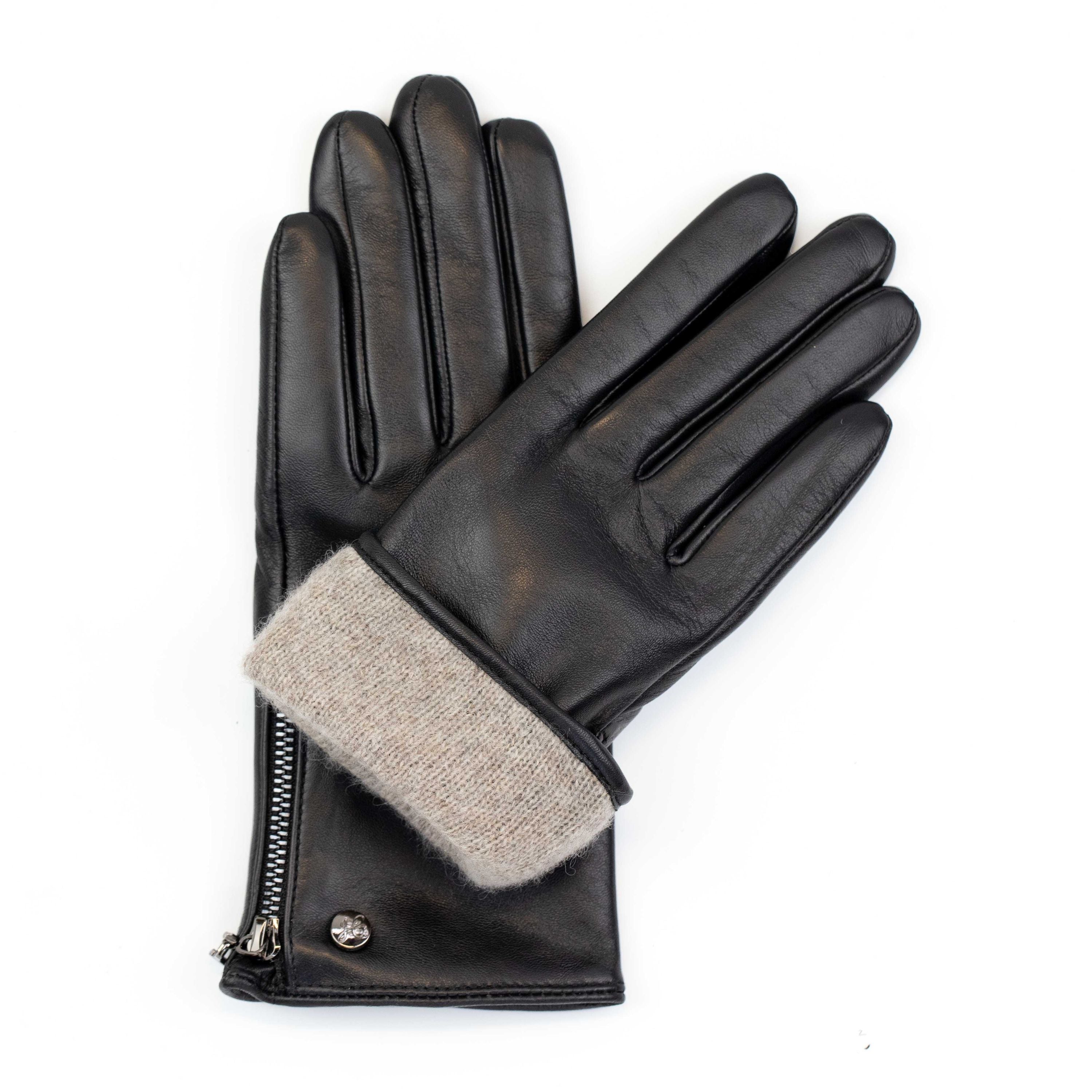 Kim - Haarschaf Lederhandschuh mit Kaschmir Wolle Fütterung und Touchscreenfunktion