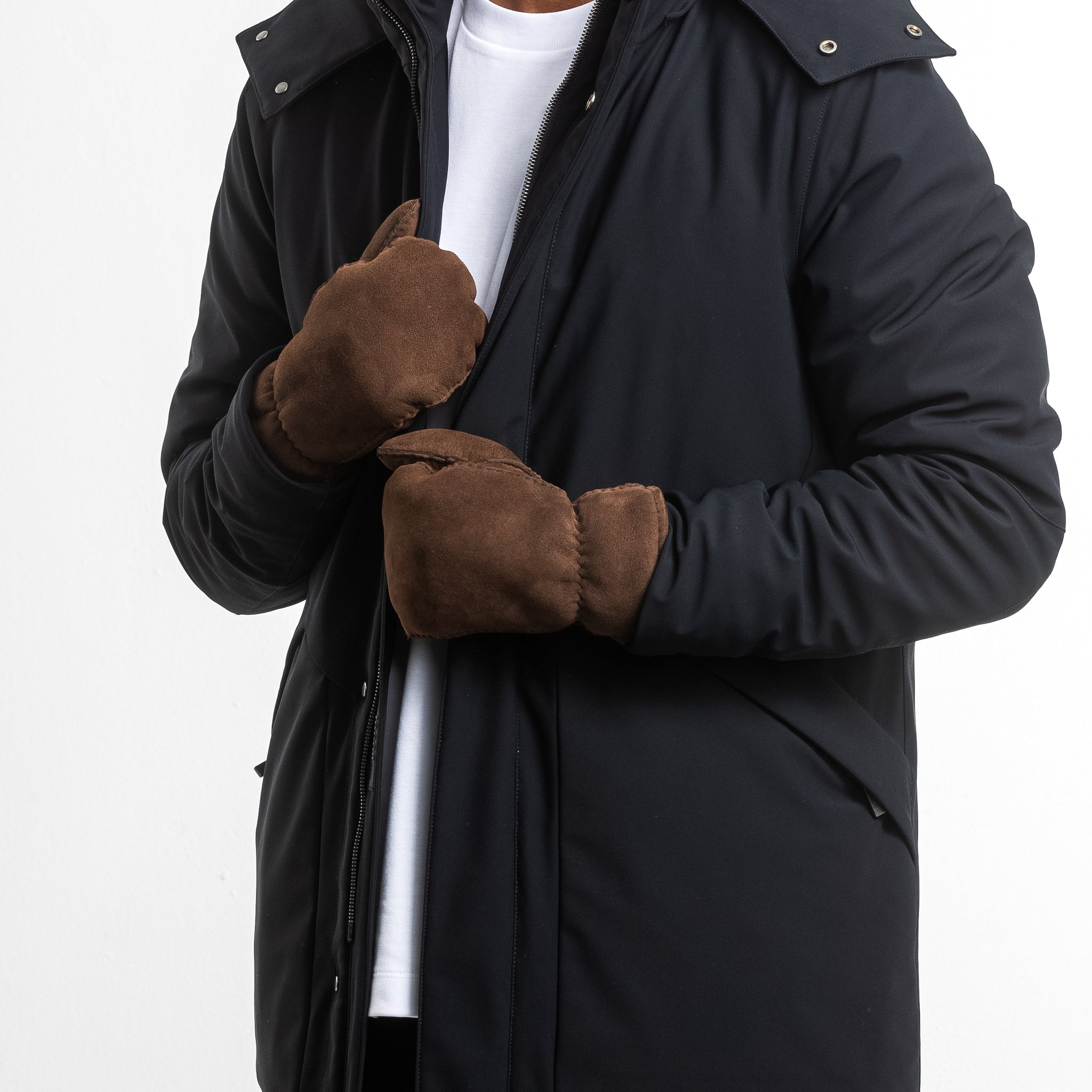 Leon - Lammvelours Herrenfäustling mit Lammfell-Fütterung