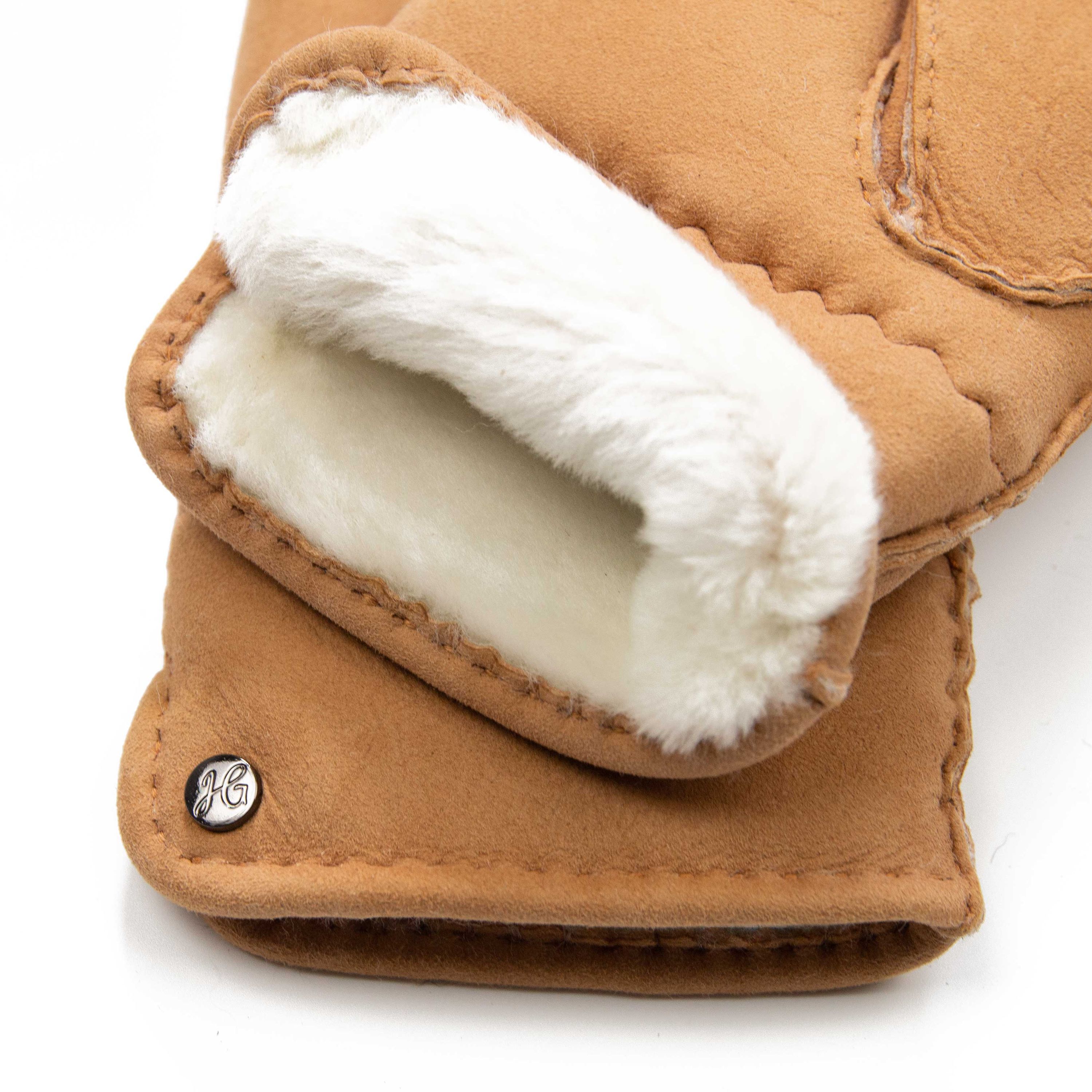 Lilly - Lammvelours Damenfäustling mit Merino Lammfell-Fütterung