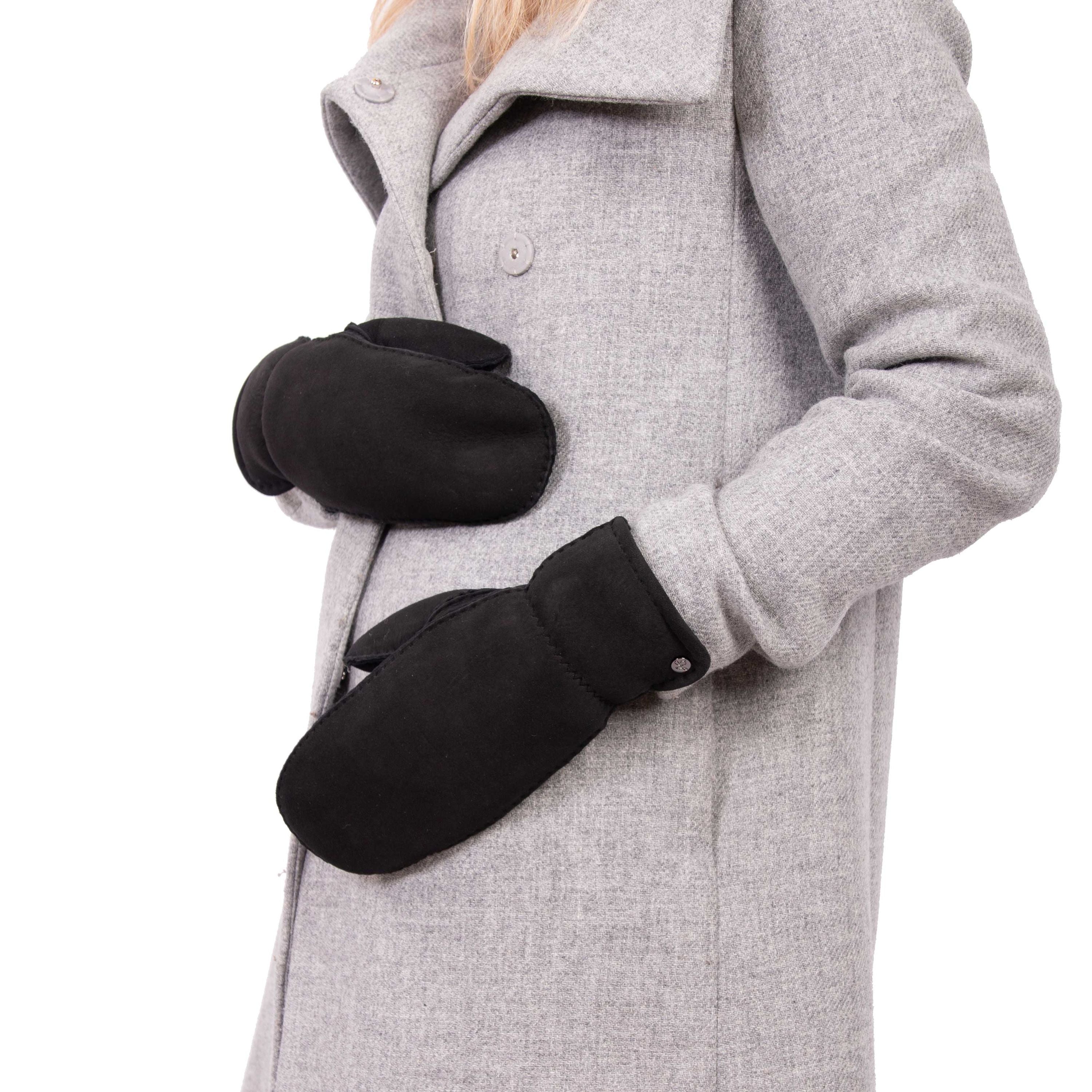 Lilly - Lammvelours Damenfäustling mit Merino Lammfell-Fütterung