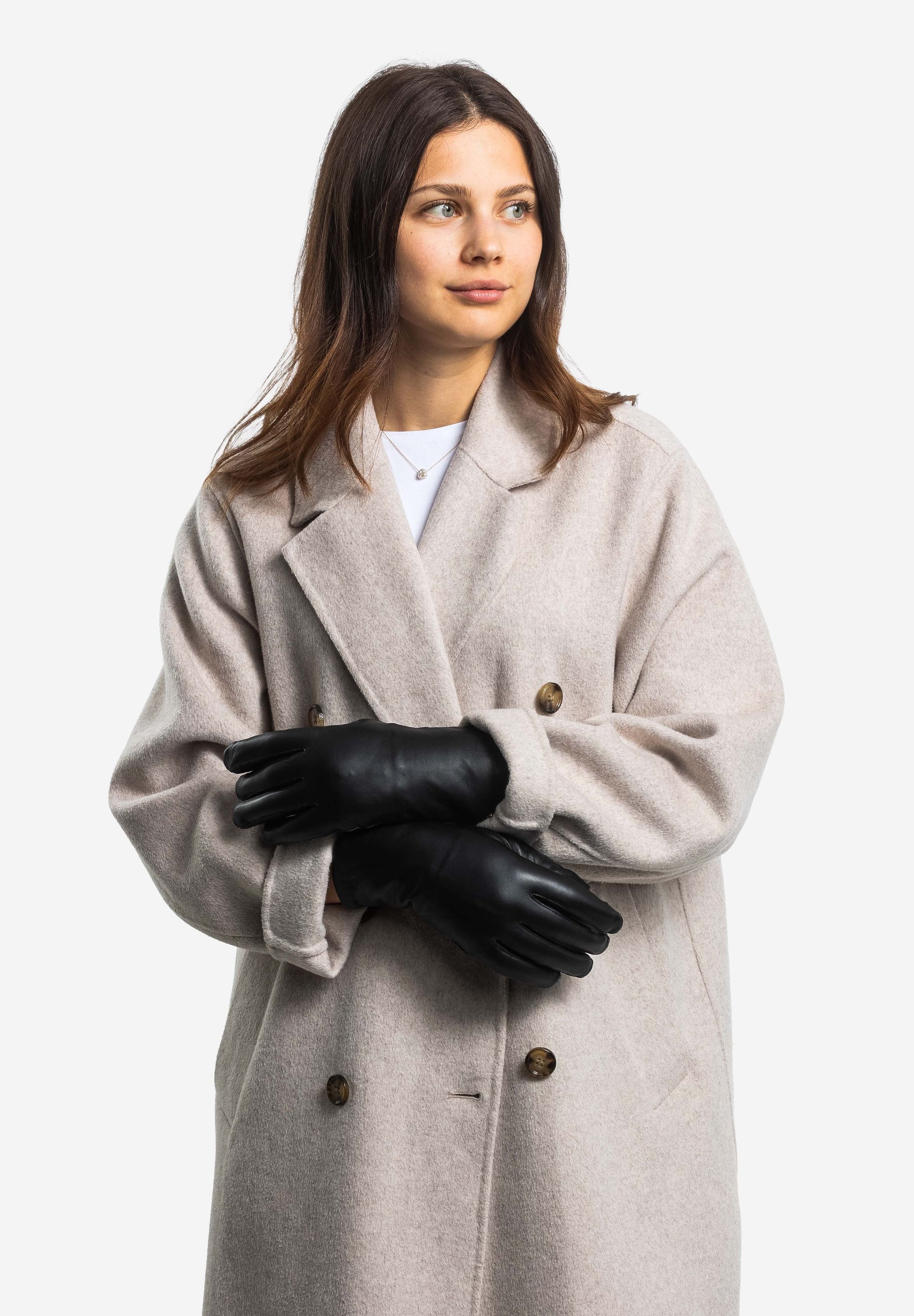 TRAUDL - Lammleder Damenhandschuhe mit Merino Lammfell-Fütterung - Touchfunktion