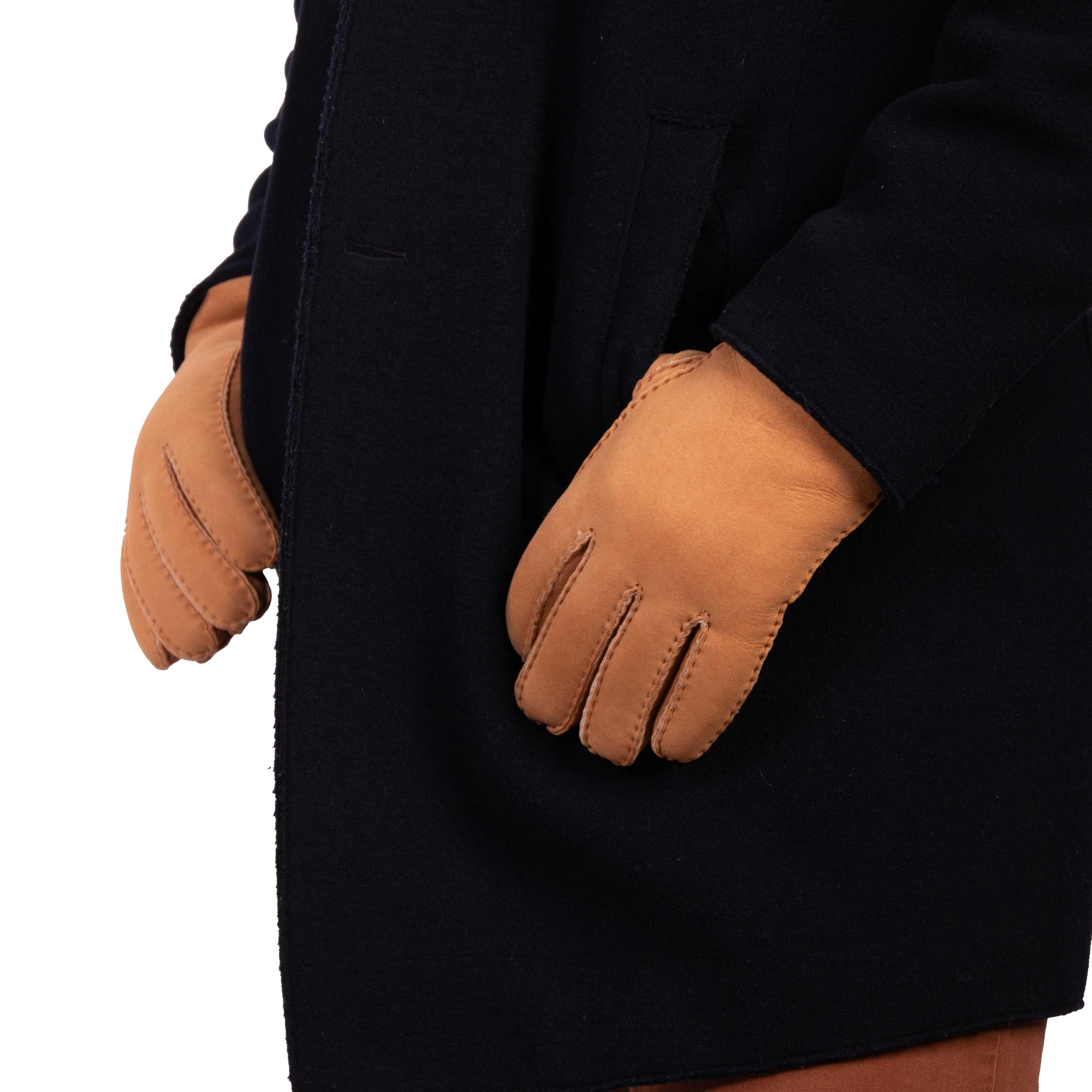 ADAM - Lammvelours Herrenhandschuhe mit Merino-Lammfellfütterung