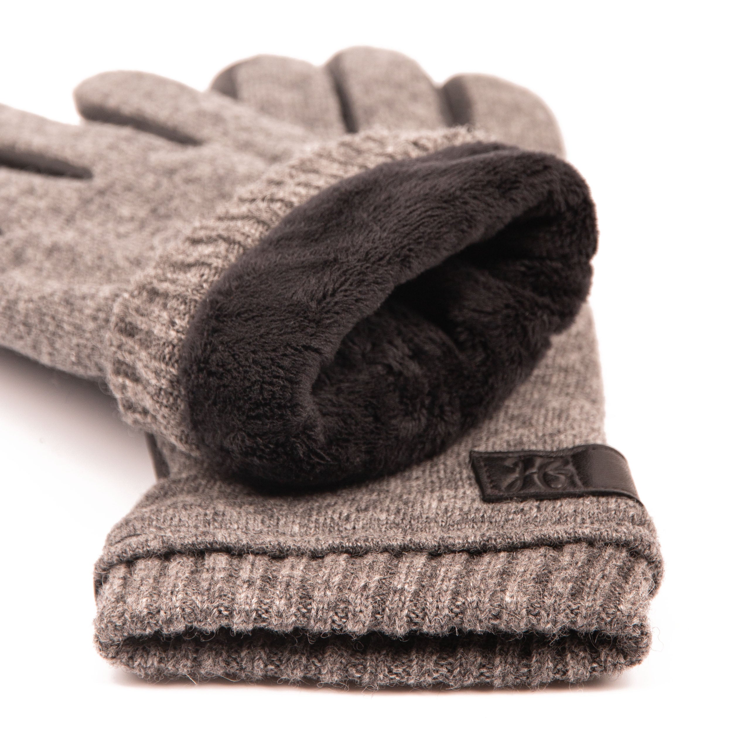 ELIAS - Lammleder-Strick-Handschuh Fleece Fütterung - Touchfunktion