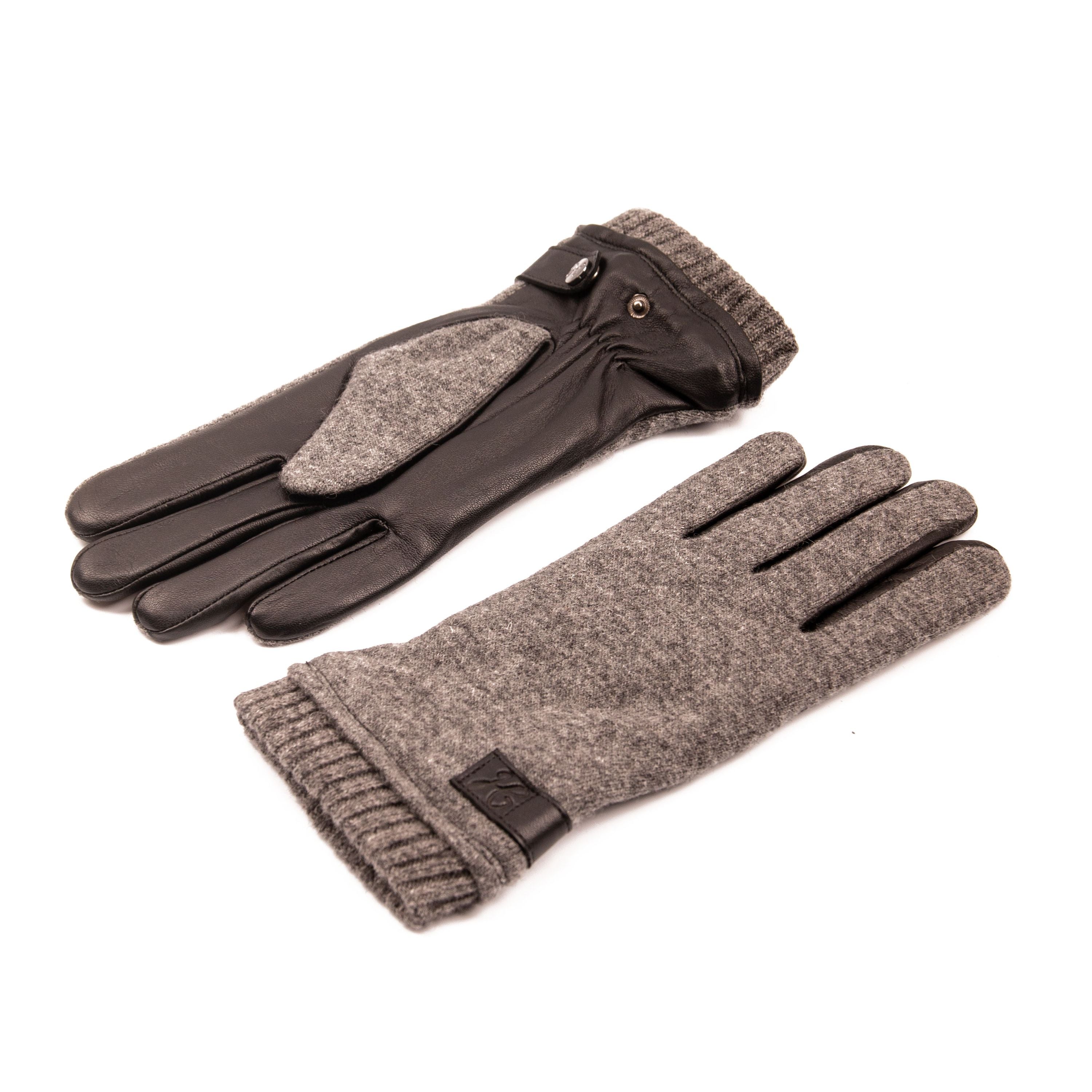 herren handschuhe strick ELIAS - Lammleder-Strick-Handschuh Fleece Fütterung