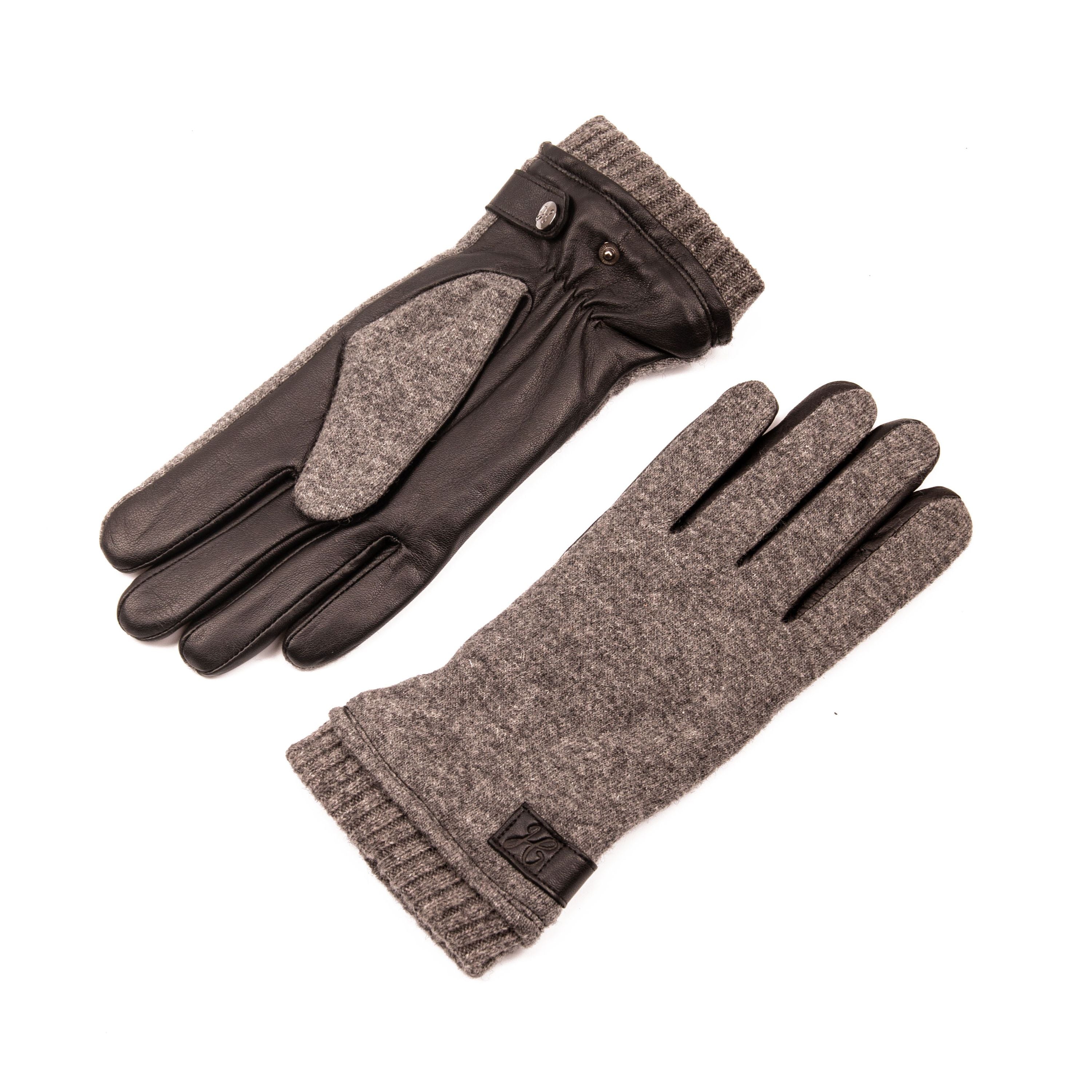 ELIAS - Lammleder-Strick-Handschuh Fleece Fütterung - Touchfunktion