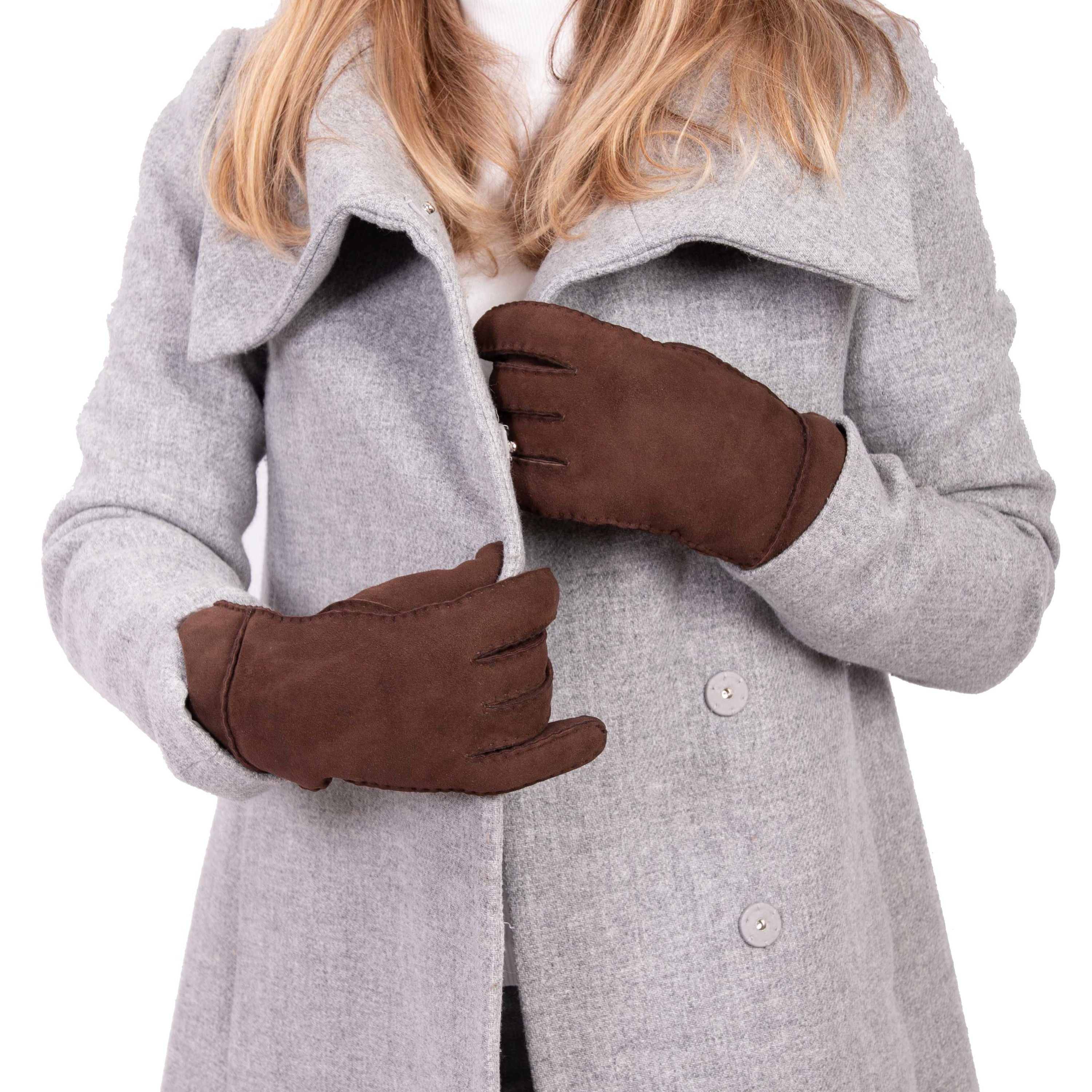 EVA- Lammvelours-Lederhandschuhe mit Merino-Lammfell