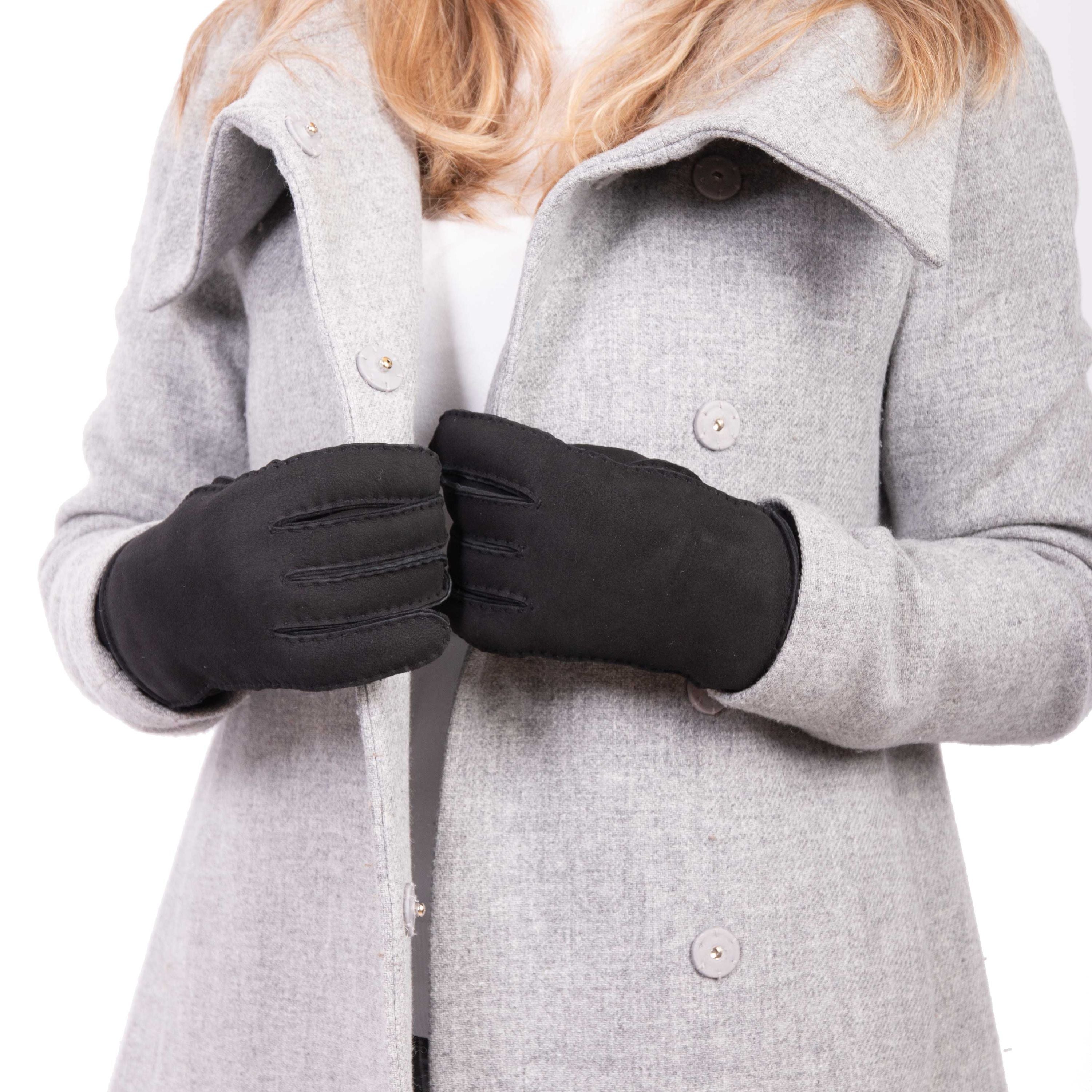 weikert handschuhe damen EVA- Lammvelours-Lederhandschuhe mit Merino-Lammfell – Hand Gewand by Weikert®