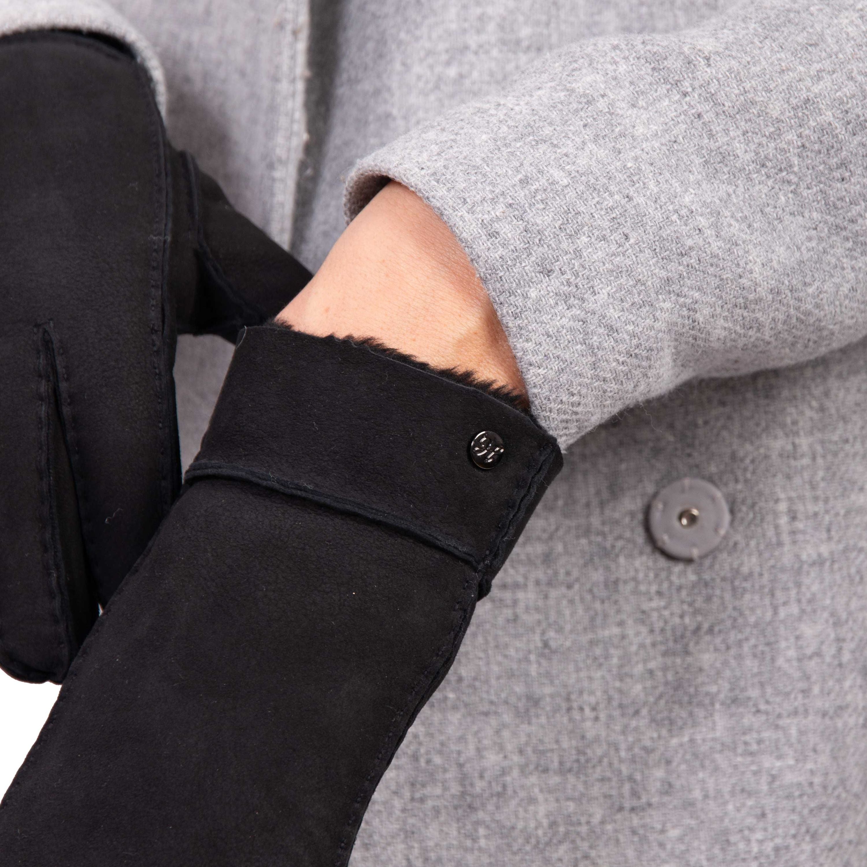 EVA- Lammvelours-Lederhandschuhe mit Merino-Lammfell