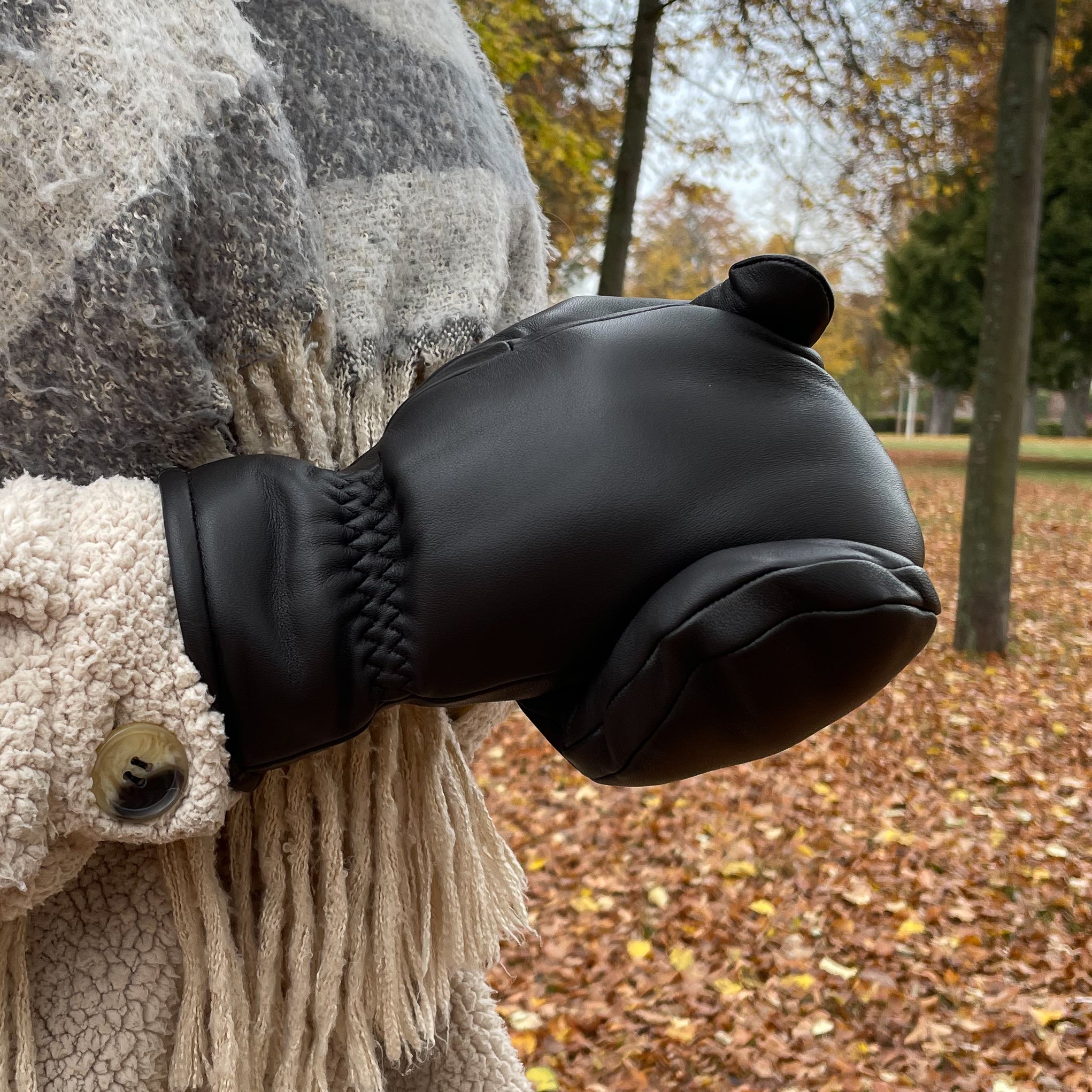 HANNI - Lammleder Damenfäustling mit Merino Lammfell-Fütterung - Touchfunktion