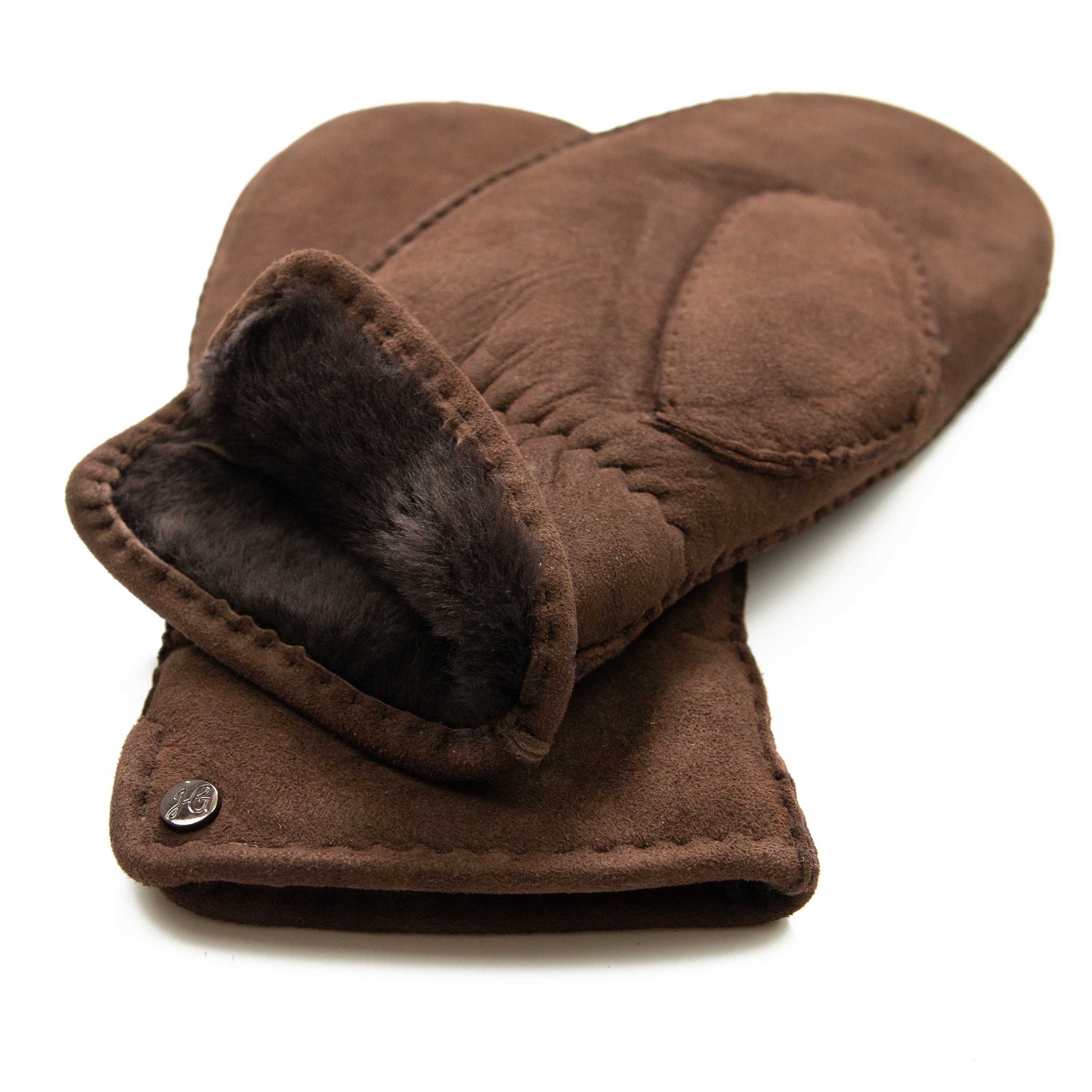 Lilly - Lammvelours Damenfäustling mit Merino Lammfell-Fütterung