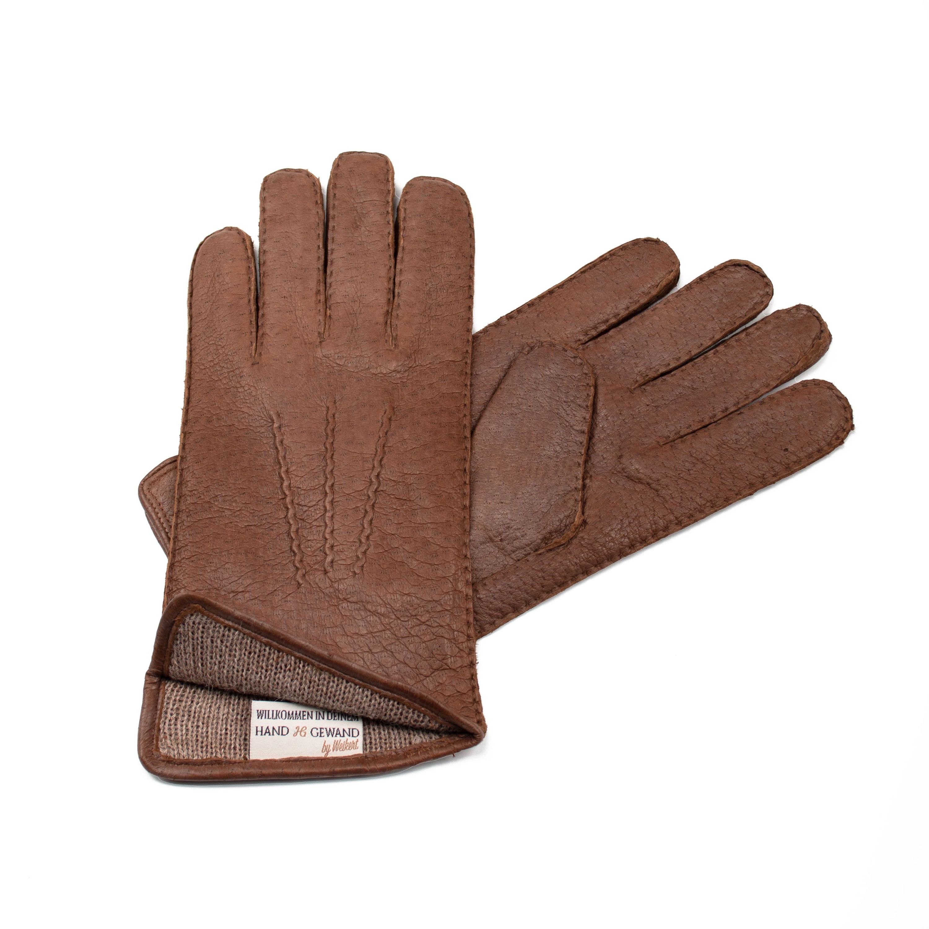Sir Helmut - Peccaryleder Herrenhandschuhe mit Alpaka-Fütterung